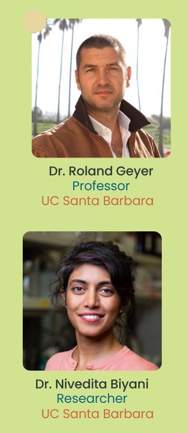 Photo of Dr. Roland Geyer, Professor at UC Santa Barbara and Dr. Nivedita Biyani Researcher at UC Santa Barbara