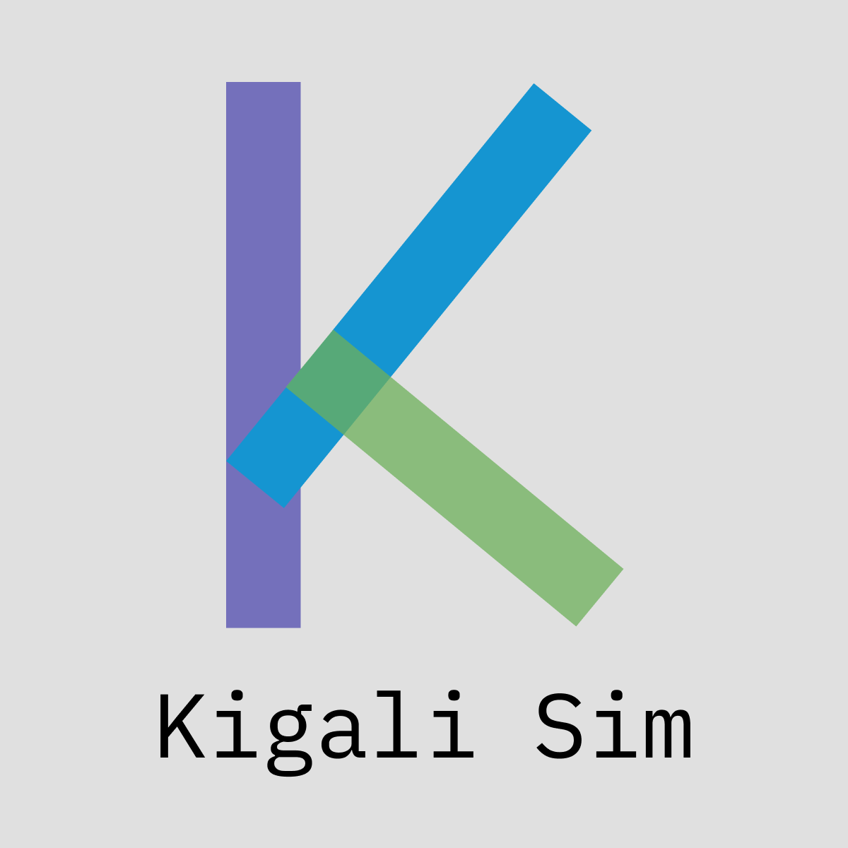 kigali sim logo; a "K" with purple, blue, and green sides
